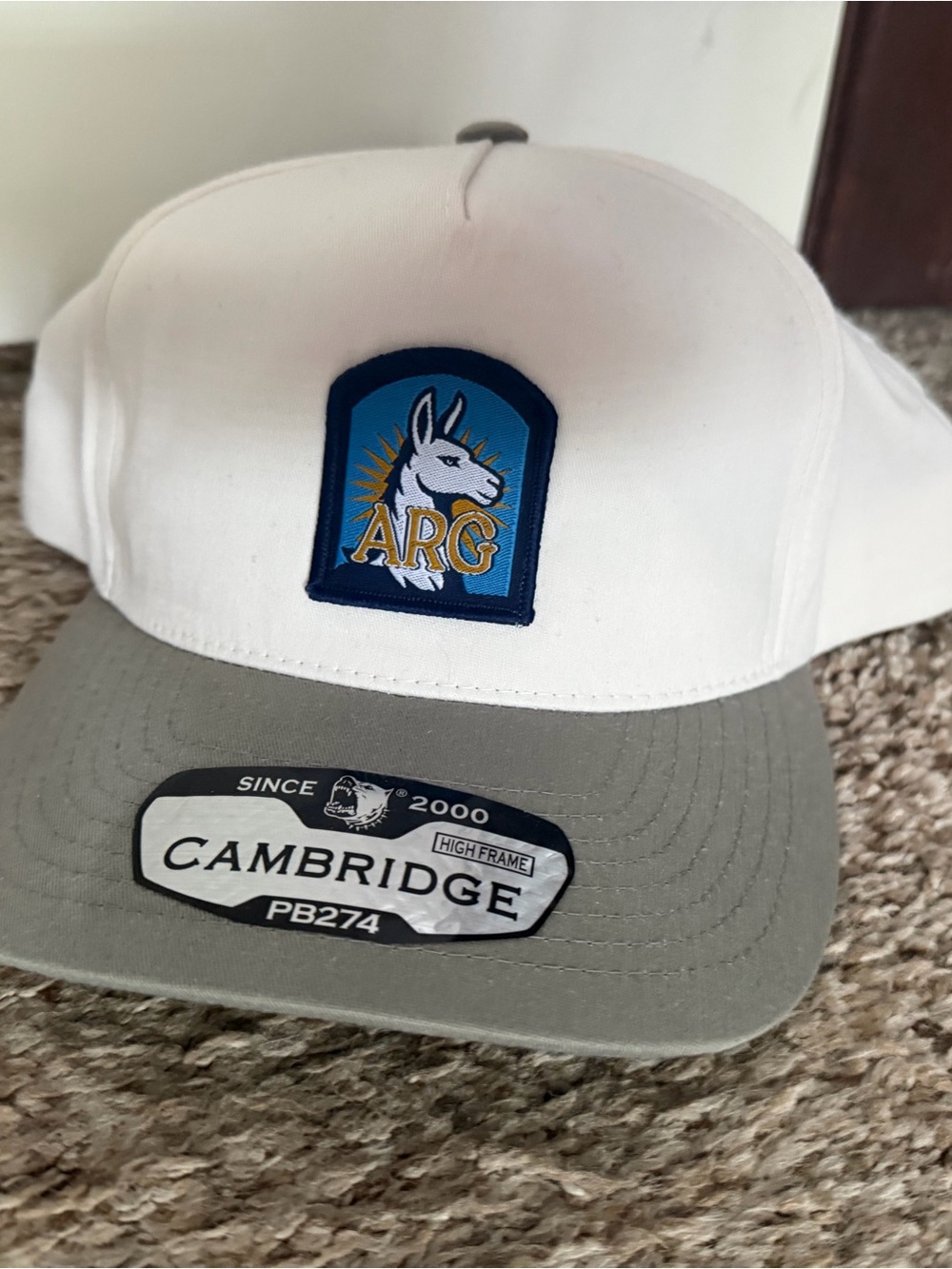 Cambridge Argentina Soccer Two-Tone White and Gray Baseball Cap